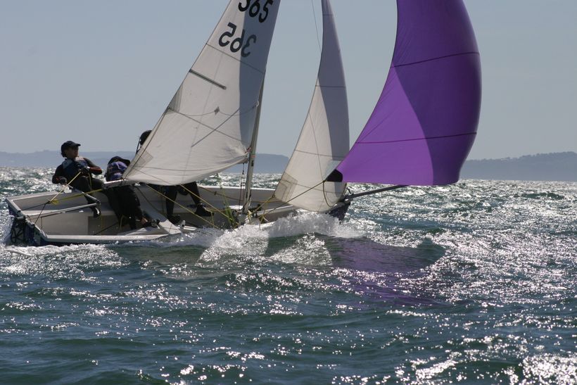 Image of a dinghy going fast