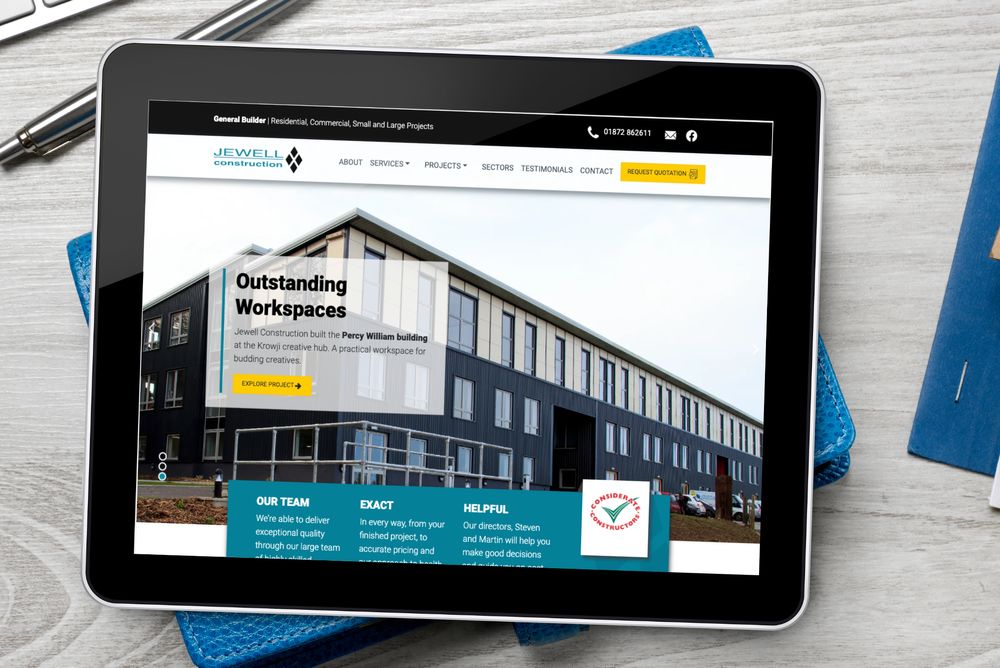 Image of the homepage of jewell-constructions site